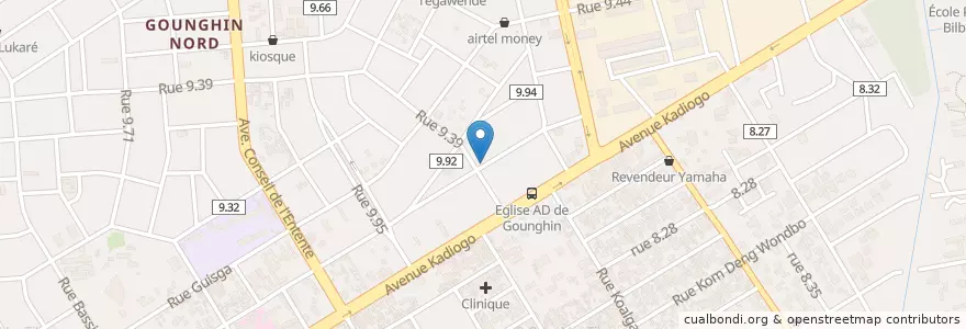 Mapa de ubicacion de Restaurant Sinavo en بورکینافاسو, Centre, Kadiogo, اوآگادوگو.
