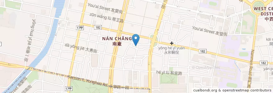 Mapa de ubicacion de Three Giants en 臺灣, 臺南市, 中西區.
