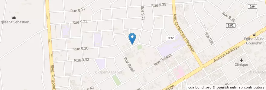 Mapa de ubicacion de Bienvenue chez welcome en بورکینافاسو, Centre, Kadiogo, اوآگادوگو.