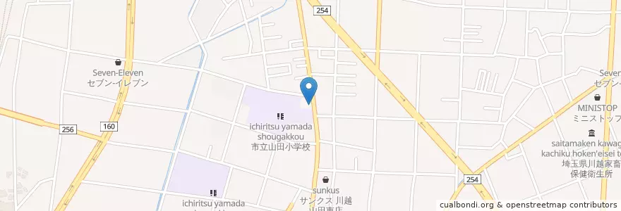 Mapa de ubicacion de 川越警察署山田駐在所 en Japão, 埼玉県, 川越市.