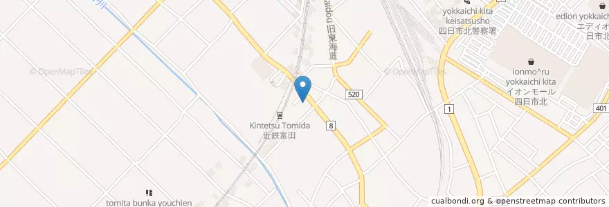 Mapa de ubicacion de 百五銀行 en Japan, Mie Prefecture, Yokkaichi.