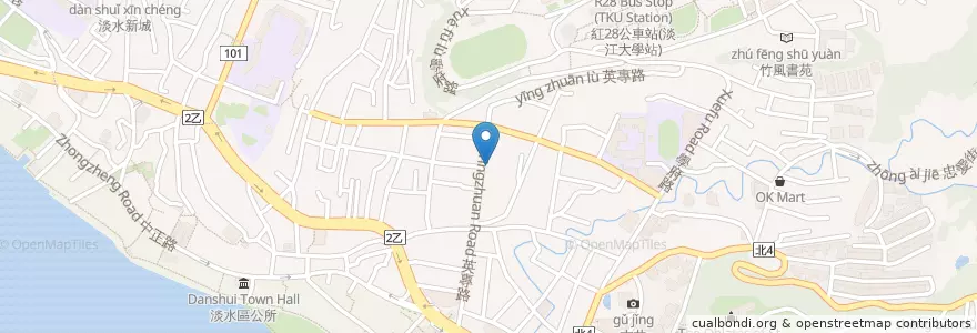 Mapa de ubicacion de 萬華莊家班麻油雞 en Тайвань, Новый Тайбэй, 淡水區.