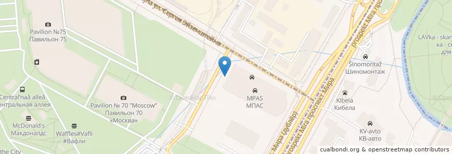 Mapa de ubicacion de МПАС en 러시아, Центральный Федеральный Округ, Москва, Северо-Восточный Административный Округ, Останкинский Район.
