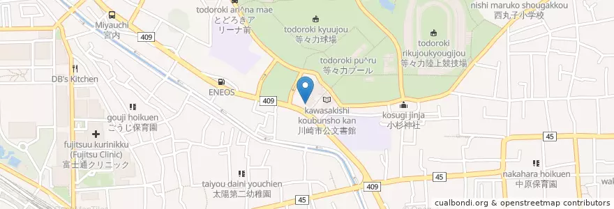 Mapa de ubicacion de サイゼリヤ en Japan, 神奈川県, 川崎市, 中原区.