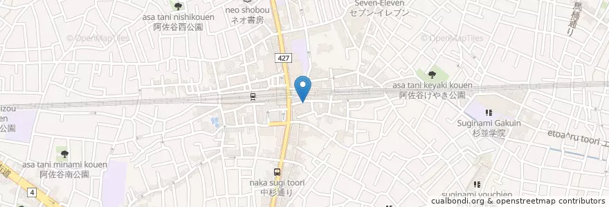 Mapa de ubicacion de 四文屋 en 日本, 東京都, 杉並区.