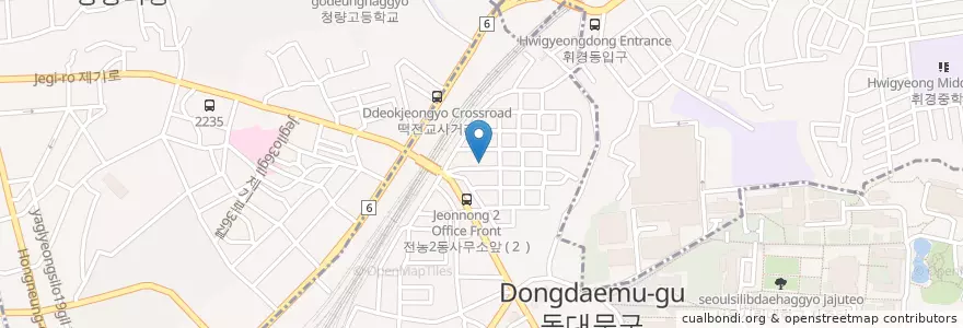 Mapa de ubicacion de 너디블루 en 韩国/南韓, 首尔, 東大門區, 전농1동.