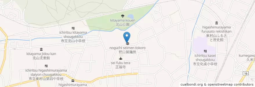 Mapa de ubicacion de 野口製麺所 en Japon, Tokyo, 東村山市.