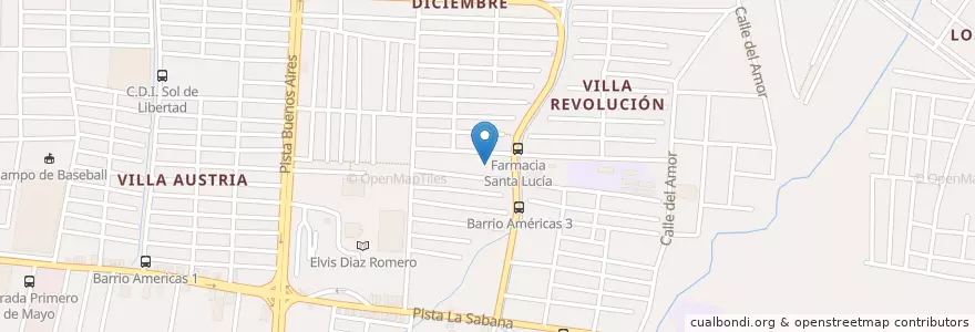 Mapa de ubicacion de Casa Comunal Americas 3 en ニカラグア, マナグア県, Managua (Municipio).