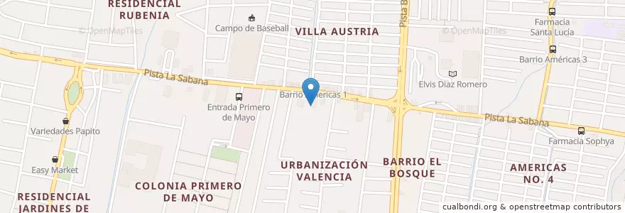 Mapa de ubicacion de Valenti's Pizza en Nicaragua, Departamento De Managua, Managua (Municipio).