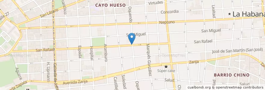 Mapa de ubicacion de papa amelia en کوبا, La Habana, Centro Habana.