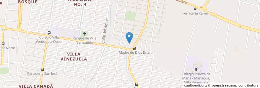 Mapa de ubicacion de Parque Parroquia Madre de Dios  en نیکاراگوئه, Departamento De Managua, Managua (Municipio).