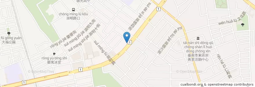 Mapa de ubicacion de 川巴子海底撈麵 en 台湾, 台南市, 東区.