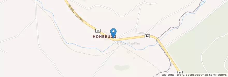 Mapa de ubicacion de Hohbrugg en Zwitserland, Schaffhausen, Schleitheim.