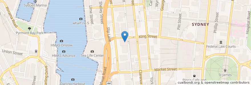 Mapa de ubicacion de Caffe Amici en Australia, New South Wales, Council Of The City Of Sydney, Sydney.