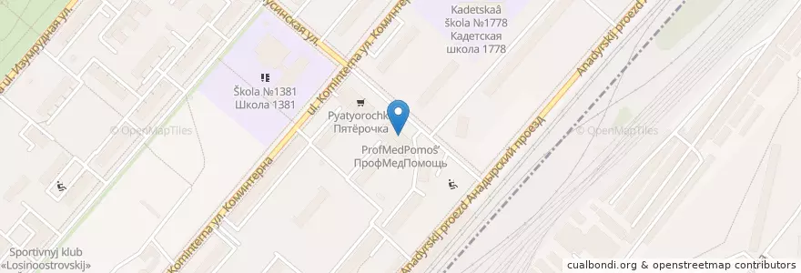 Mapa de ubicacion de ПрофМедПомощь en Rusland, Centraal Federaal District, Moskou, Северо-Восточный Административный Округ, Лосиноостровский Район.