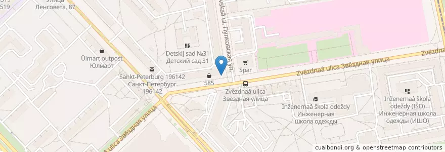 Mapa de ubicacion de Etlon кофейня en Russia, Northwestern Federal District, Leningrad Oblast, Saint Petersburg, Московский Район, Округ Звёздное.