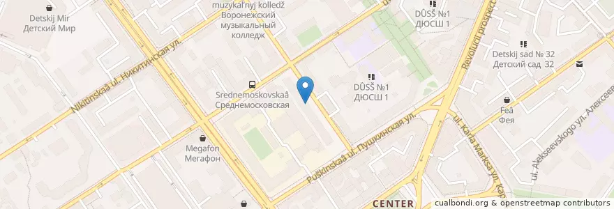 Mapa de ubicacion de Мать и дитя en Russland, Föderationskreis Zentralrussland, Oblast Woronesch, Городской Округ Воронеж.