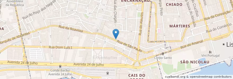 Mapa de ubicacion de Azia en 포르투갈, Área Metropolitana De Lisboa, Lisboa, Grande Lisboa, 리스본, Misericórdia.