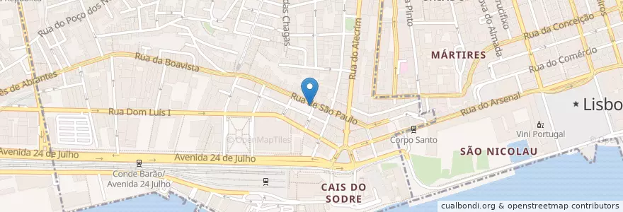 Mapa de ubicacion de Quiosque Lisboa en Portugal, Área Metropolitana De Lisboa, Lisboa, Grande Lisboa, Lisbon, Misericórdia.
