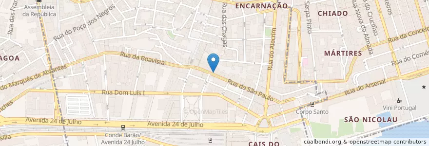 Mapa de ubicacion de Bacalhau en Portugal, Área Metropolitana De Lisboa, Lisboa, Grande Lisboa, Lisbon, Misericórdia.