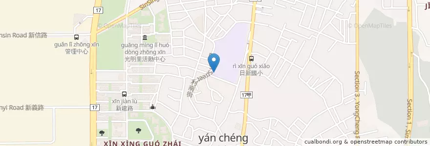 Mapa de ubicacion de 日新里活動中心 en 타이완, 타이난 시, 난구.
