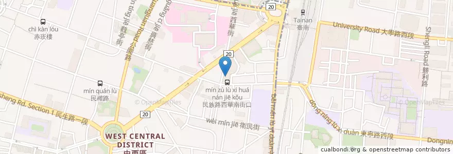Mapa de ubicacion de 星巴克 en Taiwan, 臺南市, 中西區.