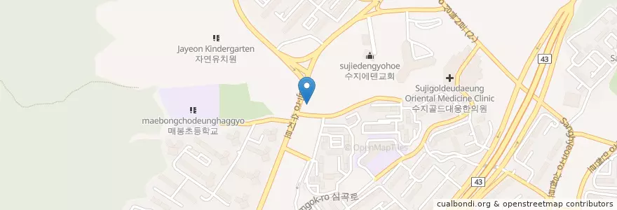 Mapa de ubicacion de 조선화로집 en 대한민국, 경기도, 용인시, 수지구.