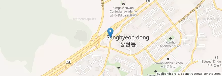 Mapa de ubicacion de 굴다리 족발명인 en Corea Del Sud, Gyeonggi, 용인시, 수지구.