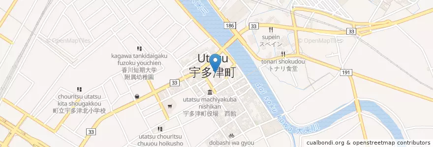 Mapa de ubicacion de 宇多津町役場 en ژاپن, 香川県, 綾歌郡, 宇多津町.