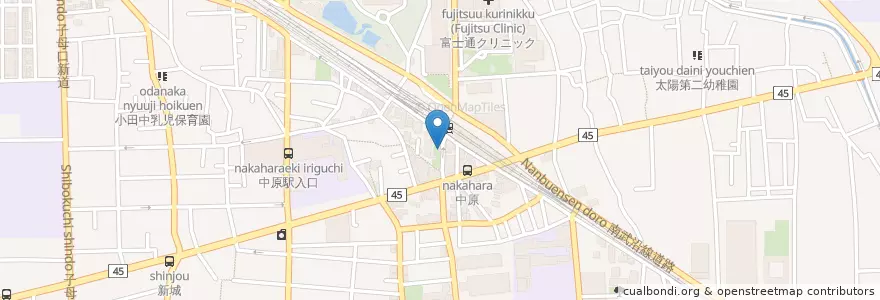 Mapa de ubicacion de タクシー乗り場 (Taxi Stand) en 일본, 가나가와현, 川崎市, 中原区.