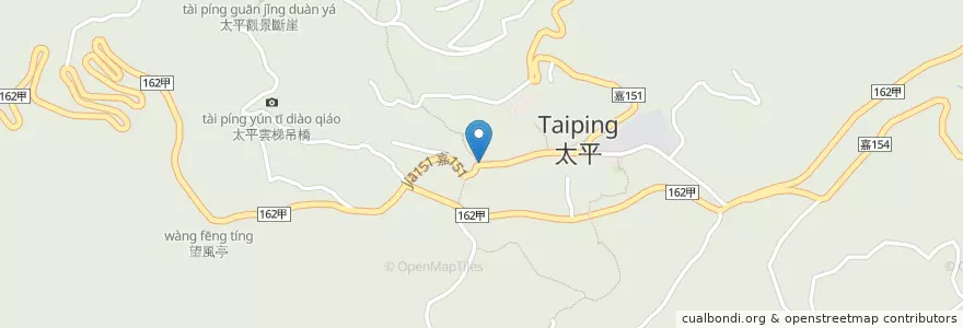 Mapa de ubicacion de 大坪牛肉麵 en 타이완, 타이완성, 자이 현, 메이산 향.