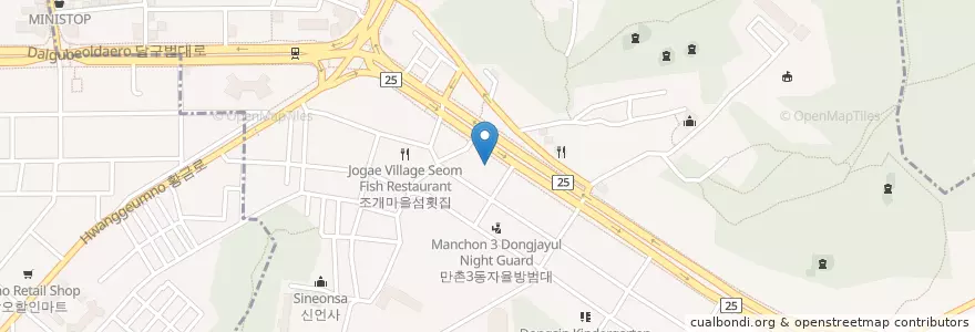Mapa de ubicacion de Burger King en Südkorea, Daegu, Suseong-Gu, 만촌동.