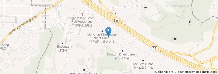 Mapa de ubicacion de 스시마쯔리 en Güney Kore, Daegu, 수성구, 만촌동.
