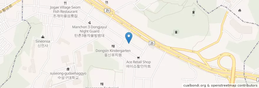 Mapa de ubicacion de 제주국수 en Corea Del Sur, Daegu, 수성구, 만촌동.