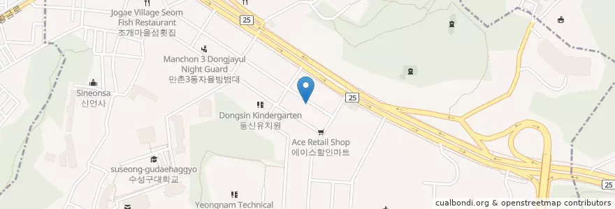 Mapa de ubicacion de 양문이 en 대한민국, 대구, 수성구, 만촌동.