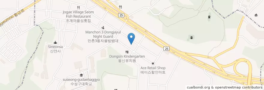Mapa de ubicacion de 대구동신교회비전관 en Республика Корея, Тэгу, 수성구, 만촌동.