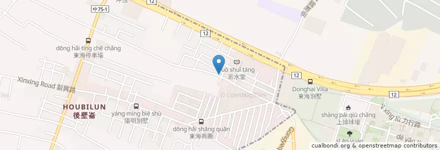 Mapa de ubicacion de 弘爺漢堡 en Taiwán, Taichung, 西屯區, 龍井區.