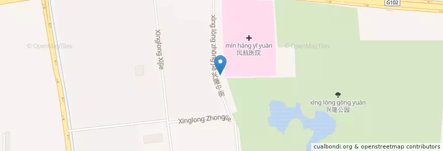Mapa de ubicacion de 民航总医院南门 en China, Pequim, Hebei, 朝阳区 / Chaoyang.