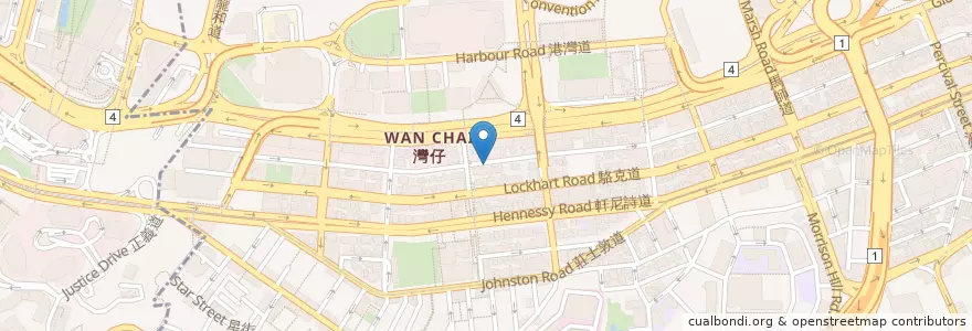 Mapa de ubicacion de 福星燒味餐廳小廚 en Cina, Guangdong, Hong Kong, Hong Kong, Nuovi Territori, 灣仔區 Wan Chai District.