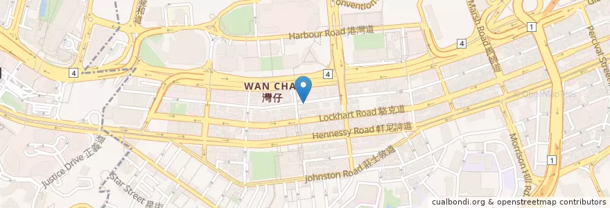 Mapa de ubicacion de 雙喜燒臘飯店 en China, Guangdong, Hongkong, Hongkong, New Territories, 灣仔區 Wan Chai District.