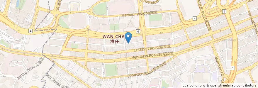 Mapa de ubicacion de 麵包樹 Bread Tree en China, Guangdong, Hong Kong, Pulau Hong Kong, Wilayah Baru, 灣仔區 Wan Chai District.