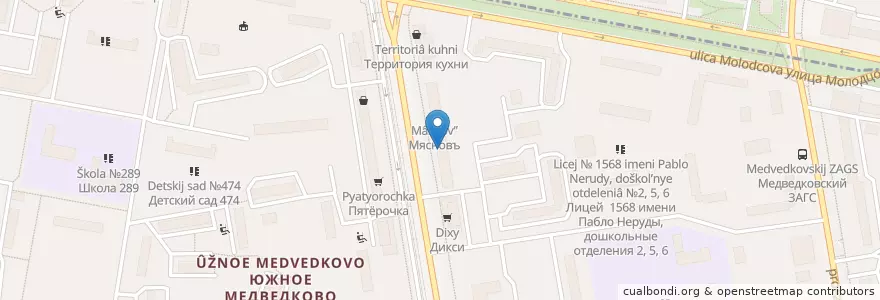 Mapa de ubicacion de 36,6 en Rusia, Distrito Federal Central, Москва, Северо-Восточный Административный Округ, Район Южное Медведково.