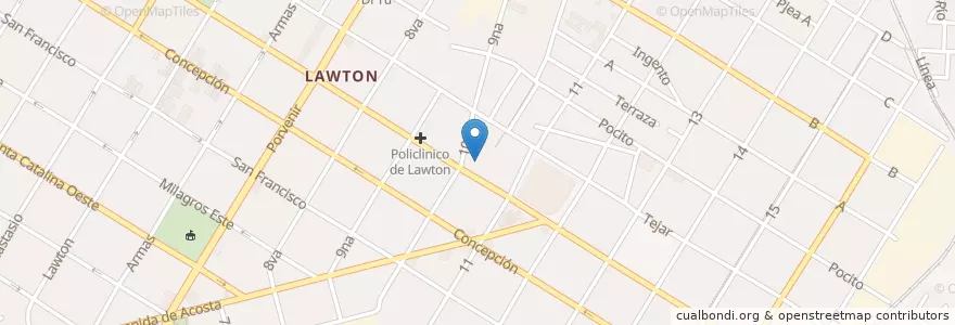 Mapa de ubicacion de Policlinico de Lawton en Cuba, L'Avana, Diez De Octubre.