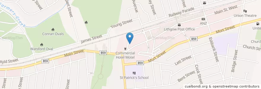 Mapa de ubicacion de Blue Sky Restaurant en Australië, Nieuw-Zuid-Wales, Lithgow City Council.