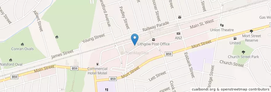 Mapa de ubicacion de Commonwealth Bank en Australia, Nueva Gales Del Sur, Lithgow City Council.