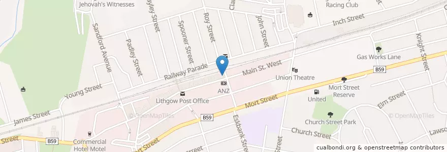 Mapa de ubicacion de Busy Corner Takeaway en Australia, New South Wales, Lithgow City Council.