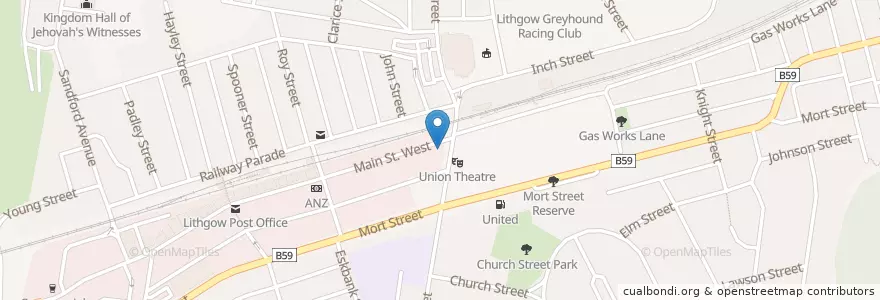 Mapa de ubicacion de Memory Lane Bistro en Australien, Neusüdwales, Lithgow City Council.