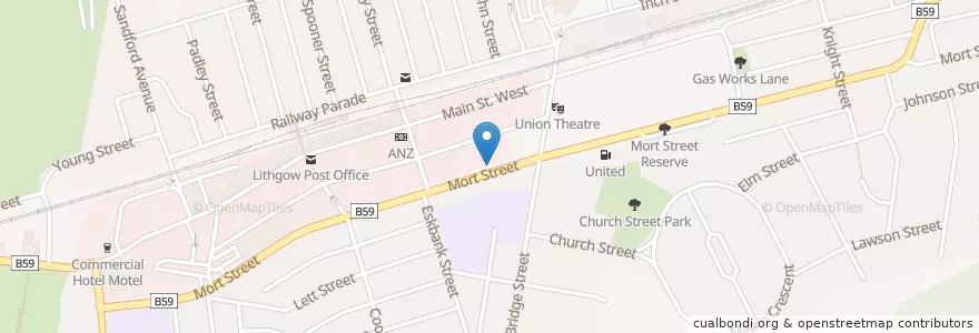 Mapa de ubicacion de Coffee On Mort en Austrália, Nova Gales Do Sul, Lithgow City Council.