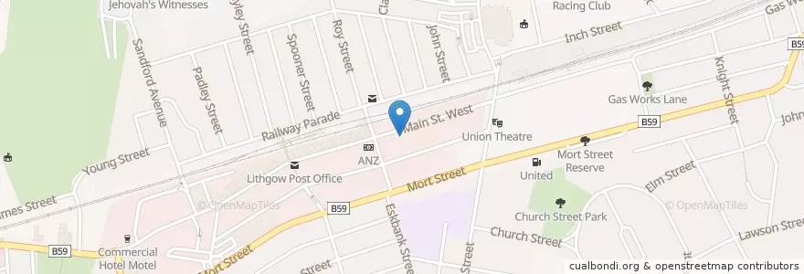 Mapa de ubicacion de Lithgow Palace Chinese Restaurant en Australië, Nieuw-Zuid-Wales, Lithgow City Council.