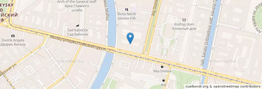 Mapa de ubicacion de Аптека en Rusland, Северо-Западный Федеральный Округ, Oblast Leningrad, Sint-Petersburg, Центральный Район, Дворцовый Округ.